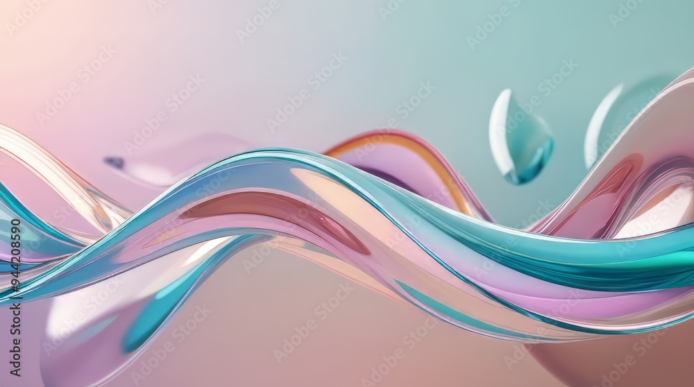 Naklejka premium abstract background with waves, glossy glass transparent object.