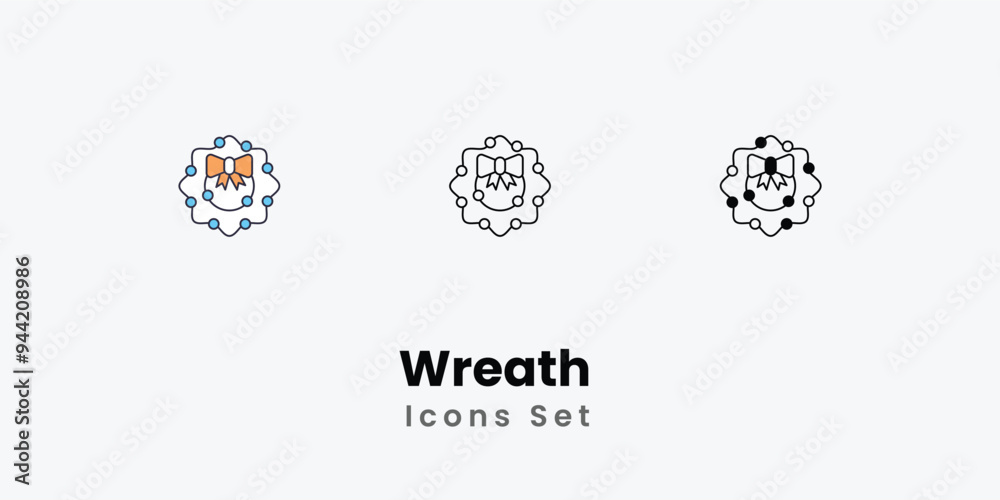 Wreath Icons thin line and glyph vector icon stock illustration Wreath Icons thin line and glyph vector icon stock illustration