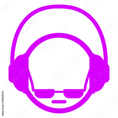 Head Enjoy Music DJ Cool Face Headphone Pink Sunglasses Party Night Listen Loud Bass Sound Dancing Clubber Raver Comic Humor Cartoon Fun Disco Club Festival Band Concert Techno Discothek Love