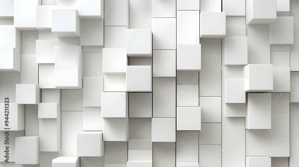 Random shifted white cube boxes block background wallpaper banner with copy space Random shifted white cube boxes block background wallpaper banner with copy space