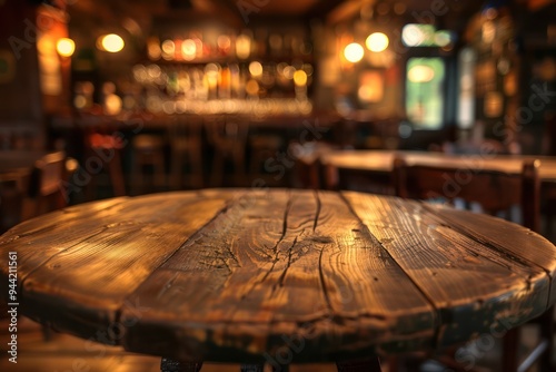 Wooden Table in a Pub