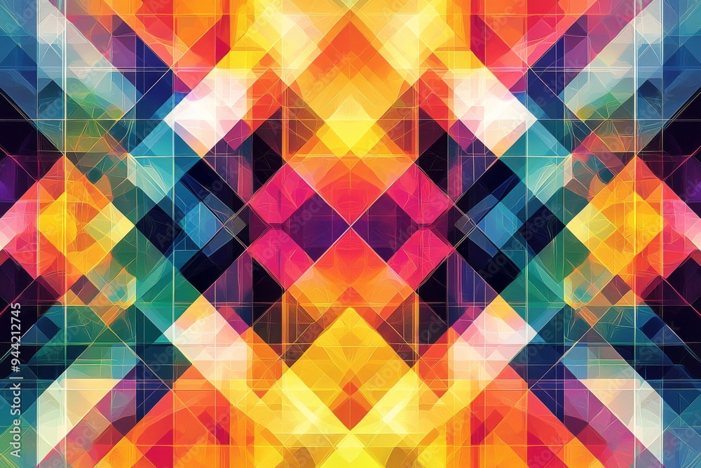 Obraz premium Abstract Geometric Pattern with Vibrant Colors created with Generative AI