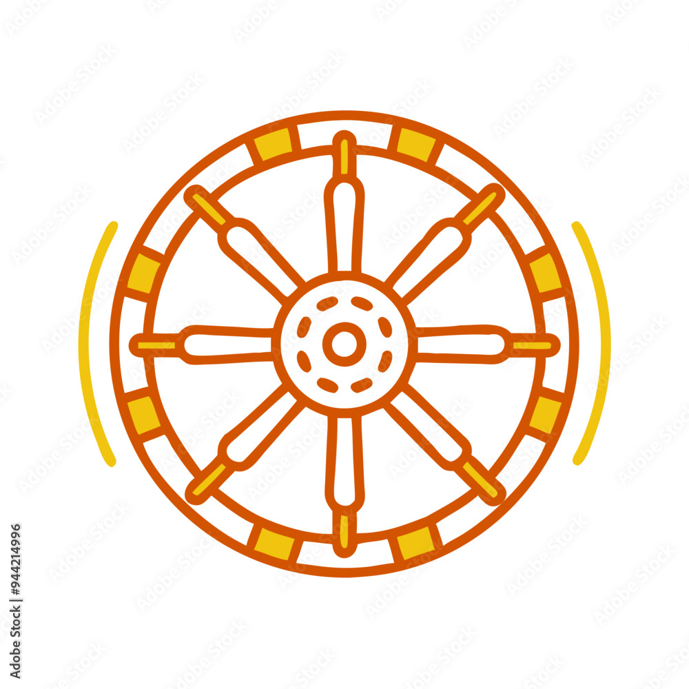 Obraz premium Minimalist Orange and Yellow Ferris Wheel Icon in Line Art