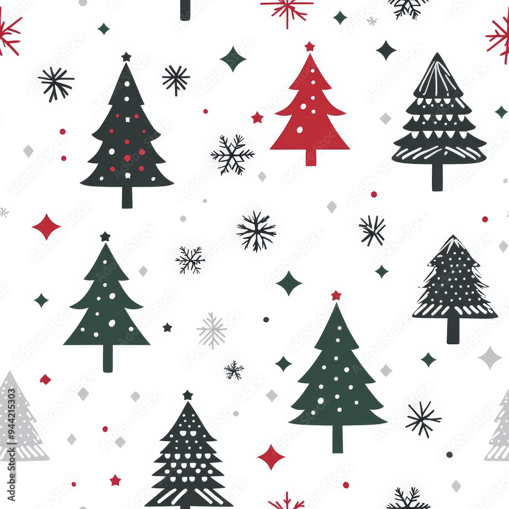 Seamless background pattern of Christmas trees in Scandinavian style, festive concept Seamless background pattern of Christmas trees in Scandinavian style, festive concept