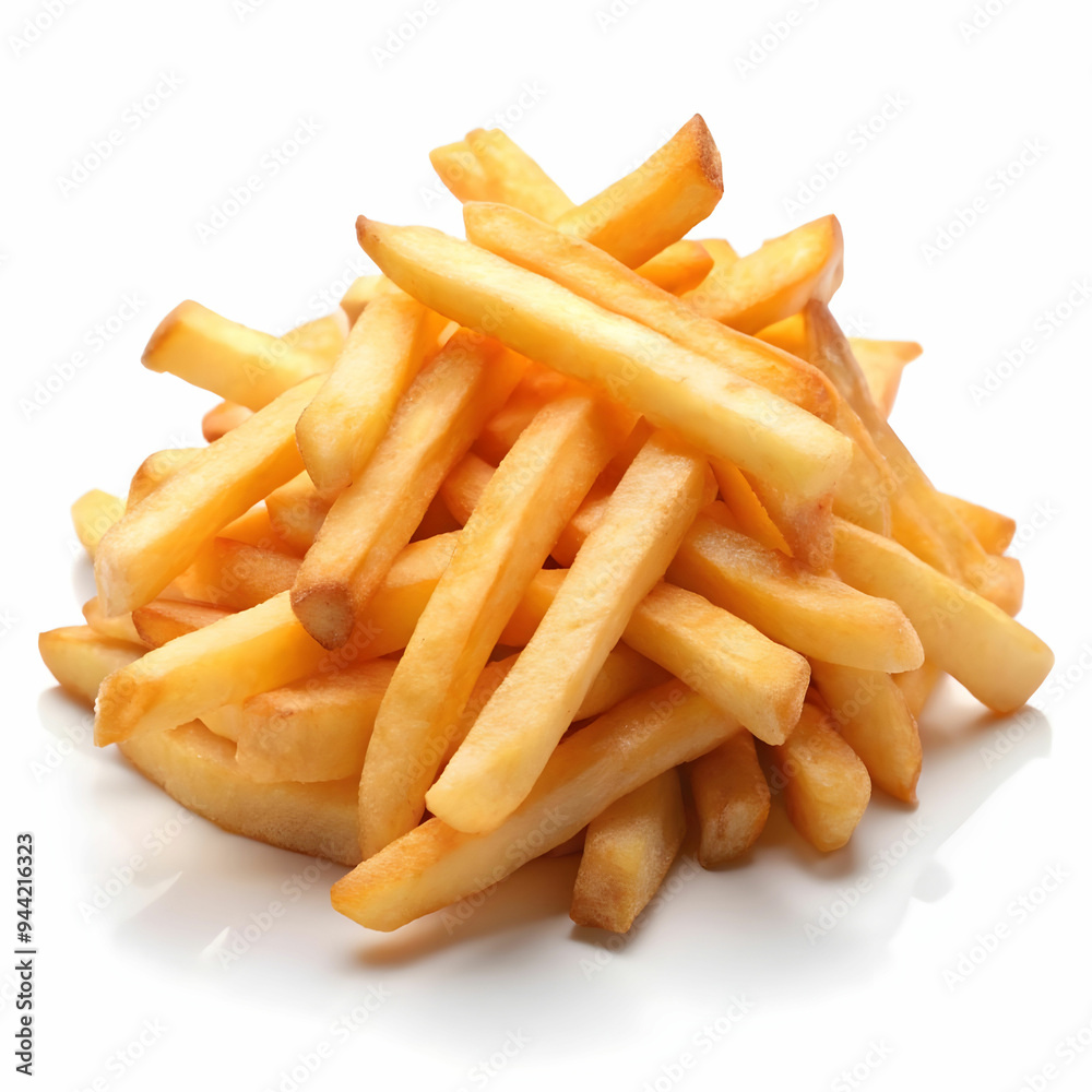 French fries on white background French fries on white background