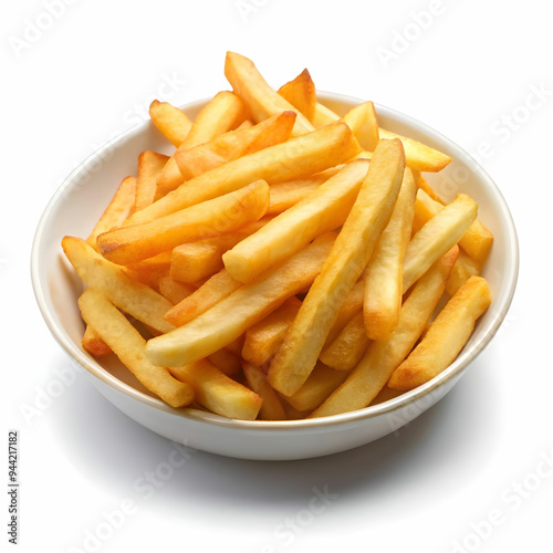 French fries on white background