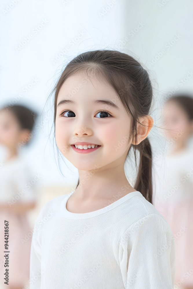 Young Ballerina in Dance Class with Joyful Expression and Graceful Pose Young Ballerina in Dance Class with Joyful Expression and Graceful Pose