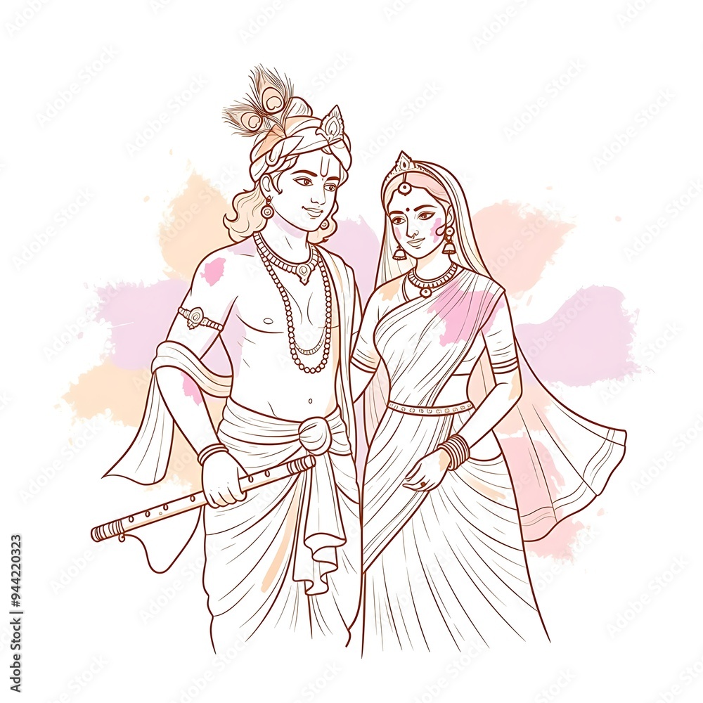 Lord Krishna and Goddess Radha are playing Holi. Lord Krishna and Goddess Radha are playing Holi.