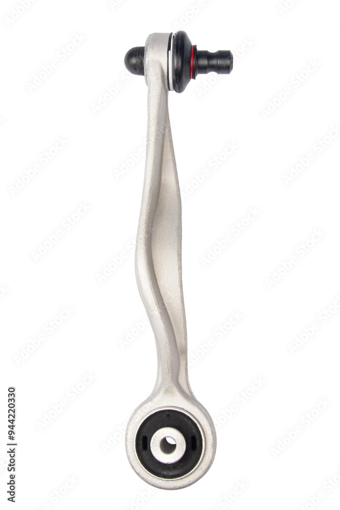 new suspension arm of a vehicle on a white background. New suspension lower control arm of a vehicle, isolated on white background