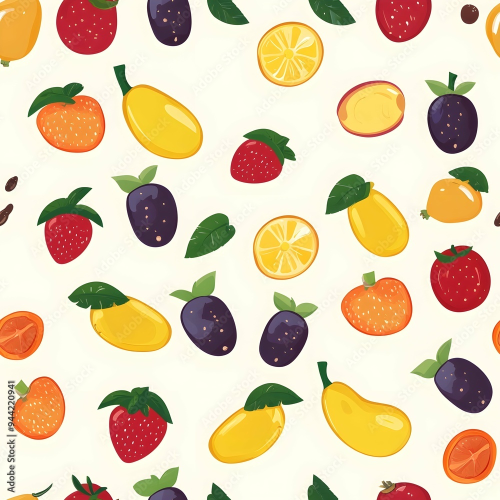 Vector fruit pattern. Fruit seamless background Vector fruit pattern. Fruit seamless background