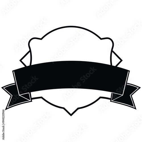 Banner ribbon set silhouette vector black shape