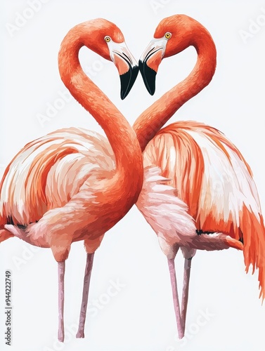 Two Flamingos Forming a Heart Shape