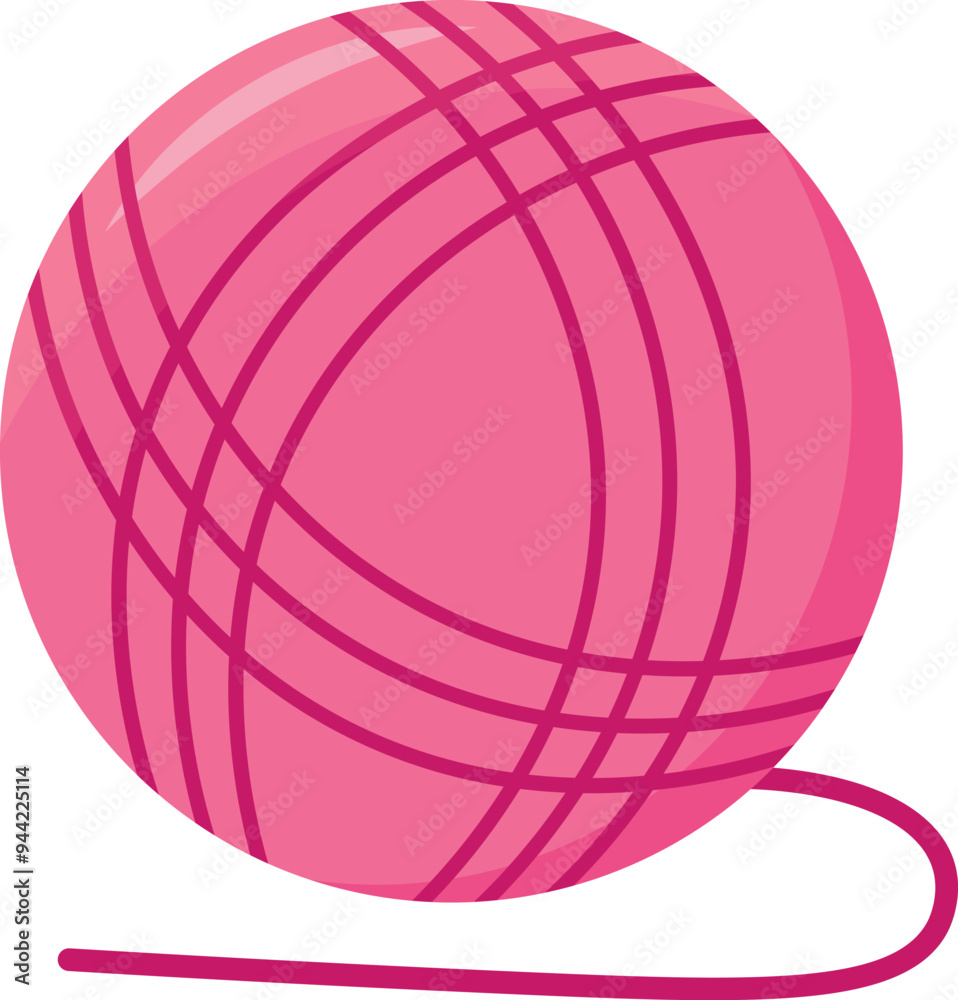 Kitten favorite toy, ball of wool yarn. Pet entertainment. Element for design of pet store or vet clinic. Simple solid detail vector isolated on white background Kitten favorite toy, ball of wool yarn. Pet entertainment. Element for design of pet store or vet clinic. Simple solid detail vector isolated on white background