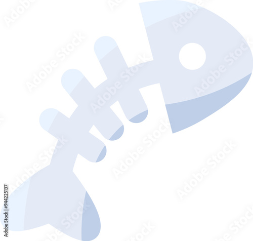 Skeleton eaten by fish after cat lunch. Breakfast of domestic spoiled pet. Element for design of pet store or vet clinic. Simple solid detail vector isolated on white background