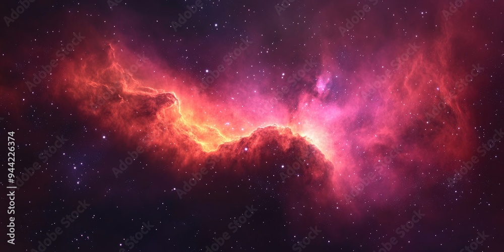 3D cartoon depiction of an emission and reflection nebula known as the Raspberry Nebula located approximately 1 500 light years from Earth in the constellation Orion 3D cartoon depiction of an emission and reflection nebula known as the Raspberry Nebula located approximately 1 500 light years from Earth in the constellation Orion