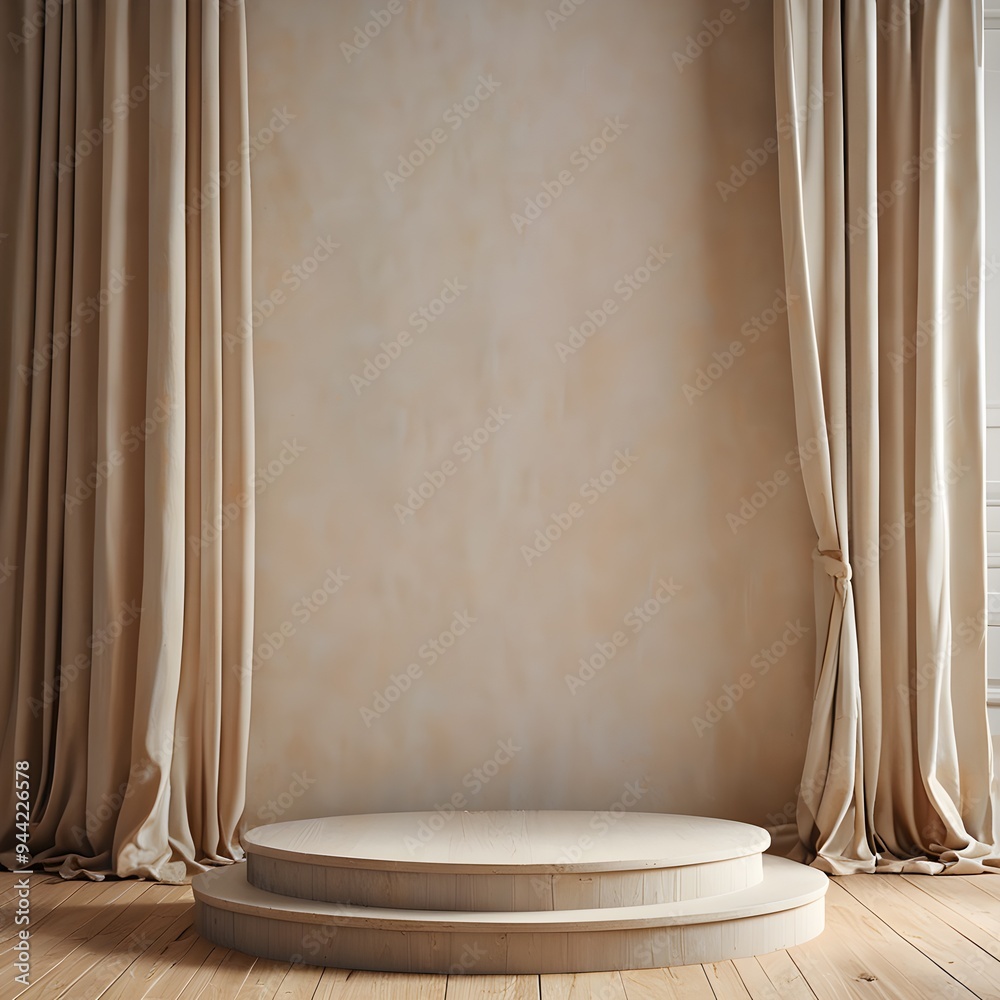wooden podium in room with curtains wooden podium in room with curtains