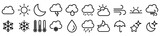 rounded line icon set weather climate clouds sun temperature