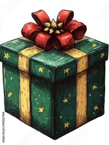 Hand-Drawn Illustration of a Gift Box