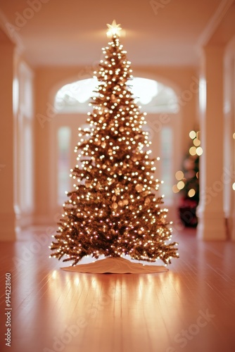 Defogged photograph of a home-illuminated Christmas tree photo