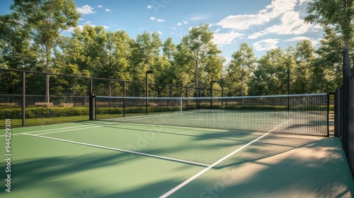 Wallpaper Mural Tennis Court Surrounded by Lush Greenery Torontodigital.ca