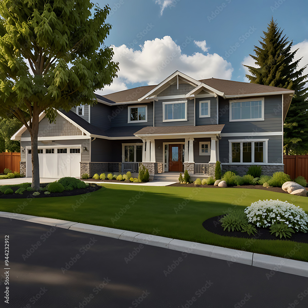 A modern suburban house exterior A modern suburban house exterior