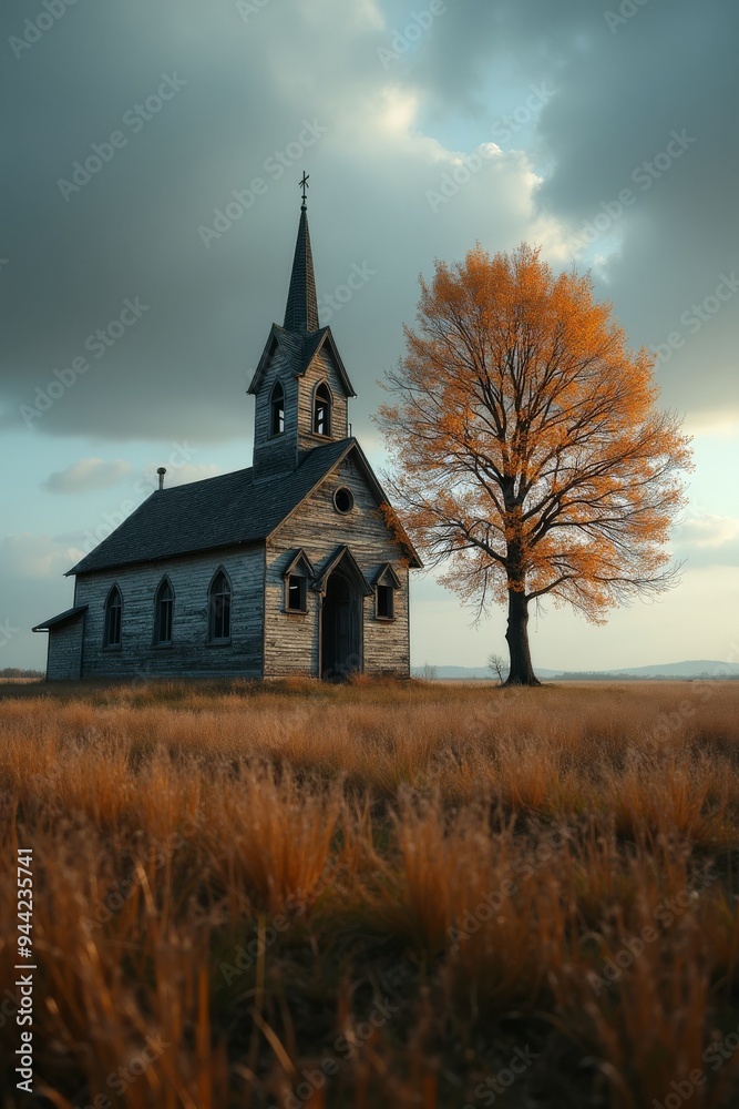 Verlassene Kirche in der herbstlichen Landschaft
Verlassene Kirche in der herbstlichen Landschaft