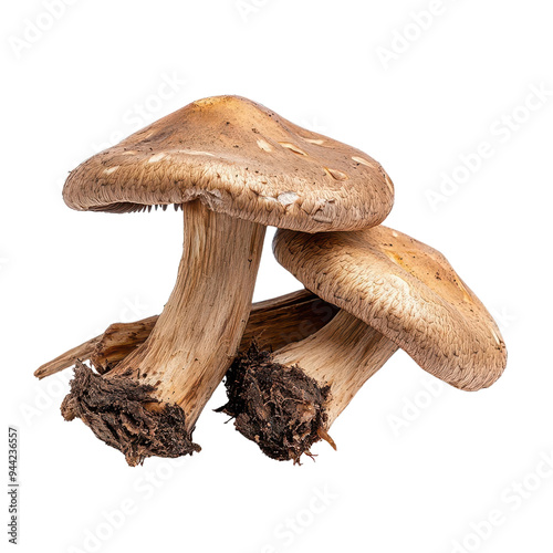 Beautiful brown mushrooms with textured caps and stems, perfect for culinary, nature, or organic themed projects isolate on transparency background