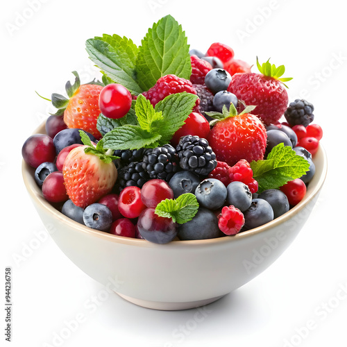 fresh forest berries over white background