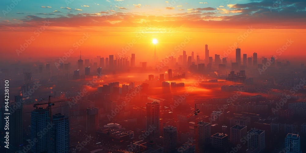 Sunrise over a Foggy Cityscape Sunrise over a Foggy Cityscape