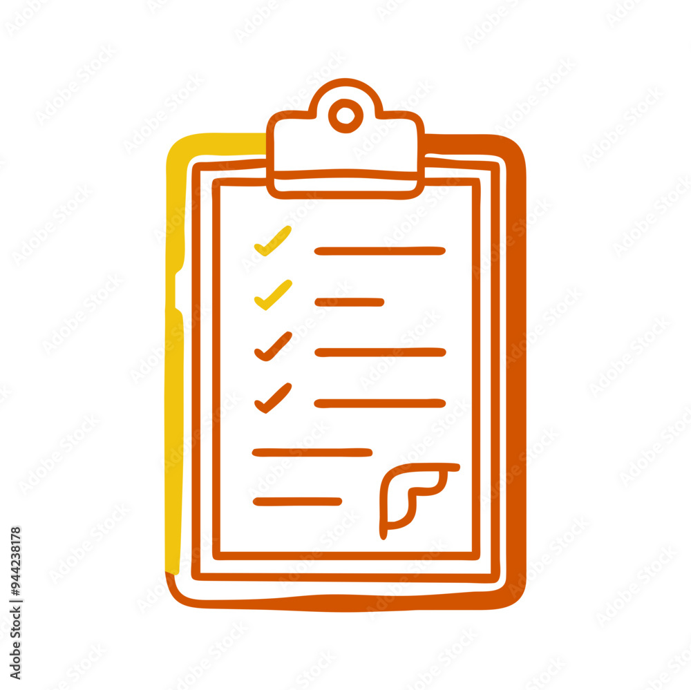Checklist Clipboard Icon, Orange and Yellow Outline, Task Management Symbol Checklist Clipboard Icon, Orange and Yellow Outline, Task Management Symbol
