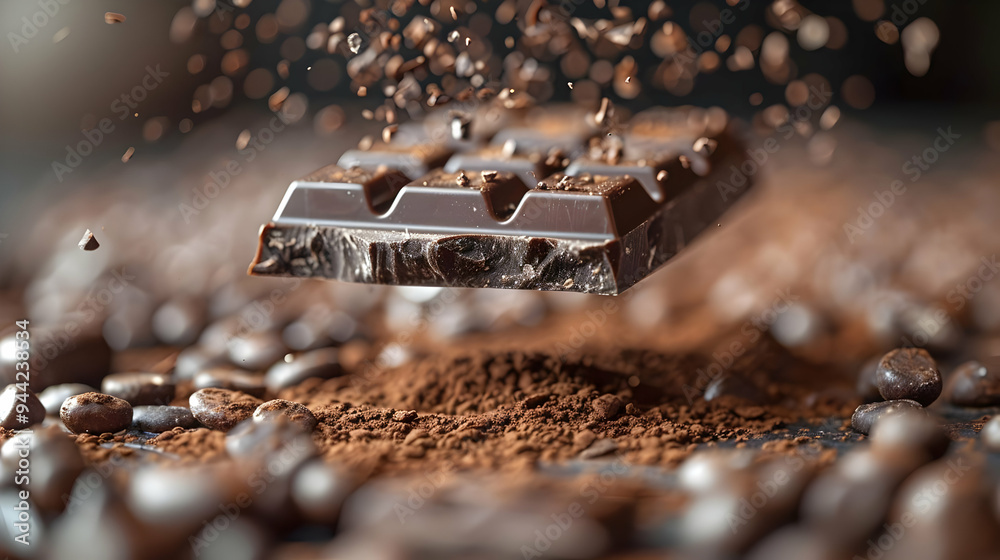 Chocolate Bar with Coffee Beans and Powder - Close-Up Photography Chocolate Bar with Coffee Beans and Powder - Close-Up Photography