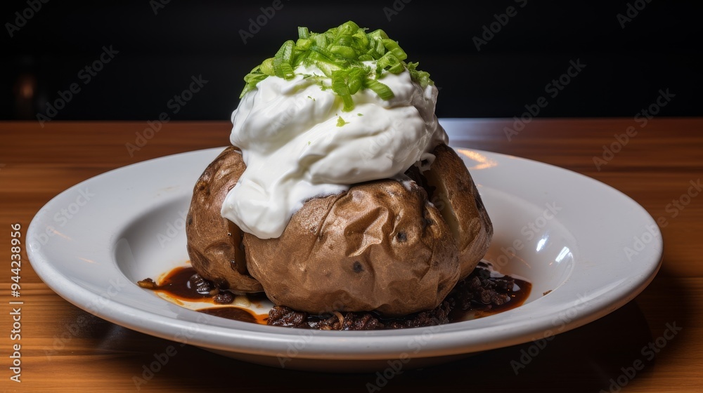 Loaded Baked Potato with Sour Cream and Green Onions Loaded Baked Potato with Sour Cream and Green Onions