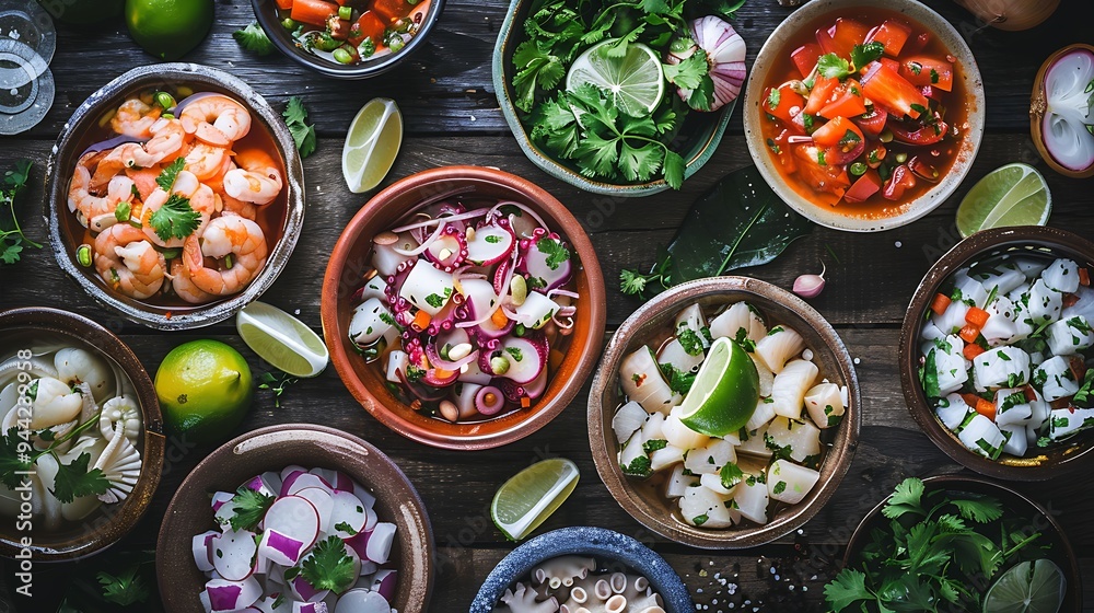 Peruvian Ceviche: Shrimp, Octopus, and Fish with Lime, Onion, and Cilantro Peruvian Ceviche: Shrimp, Octopus, and Fish with Lime, Onion, and Cilantro