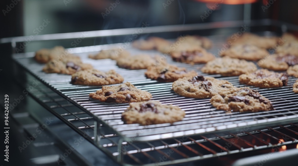 Freshly Baked Chocolate Chip Cookies on Cooling Rack Freshly Baked Chocolate Chip Cookies on Cooling Rack