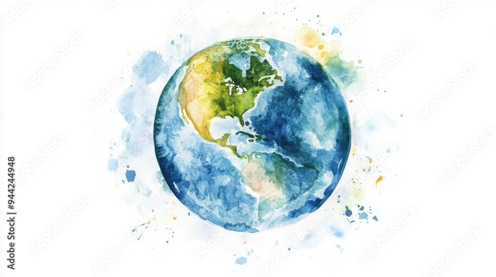 Watercolor illustration of planet earth hand painted clipart Watercolor illustration of planet earth hand painted clipart