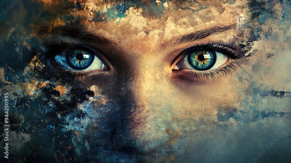 Close-up of Blue Eyes with a Textured Background Close-up of Blue Eyes with a Textured Background