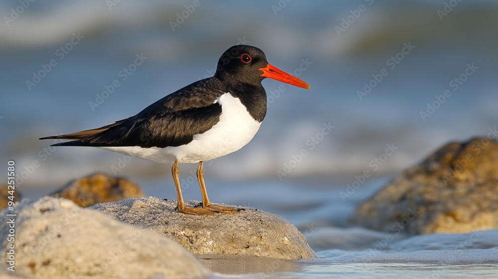 The Eurasian oystercatcher (Haematopus ostralegus), also known as the common pied oystercatcher, is a wading bird predominantly found on sea coasts and coastal zones. The Eurasian oystercatcher (Haematopus ostralegus), also known as the common pied oystercatcher, is a wading bird predominantly found on sea coasts and coastal zones.