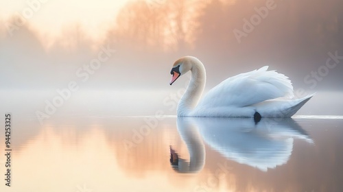 Swan on calm water perfect for capturing the beauty of serene landscapes