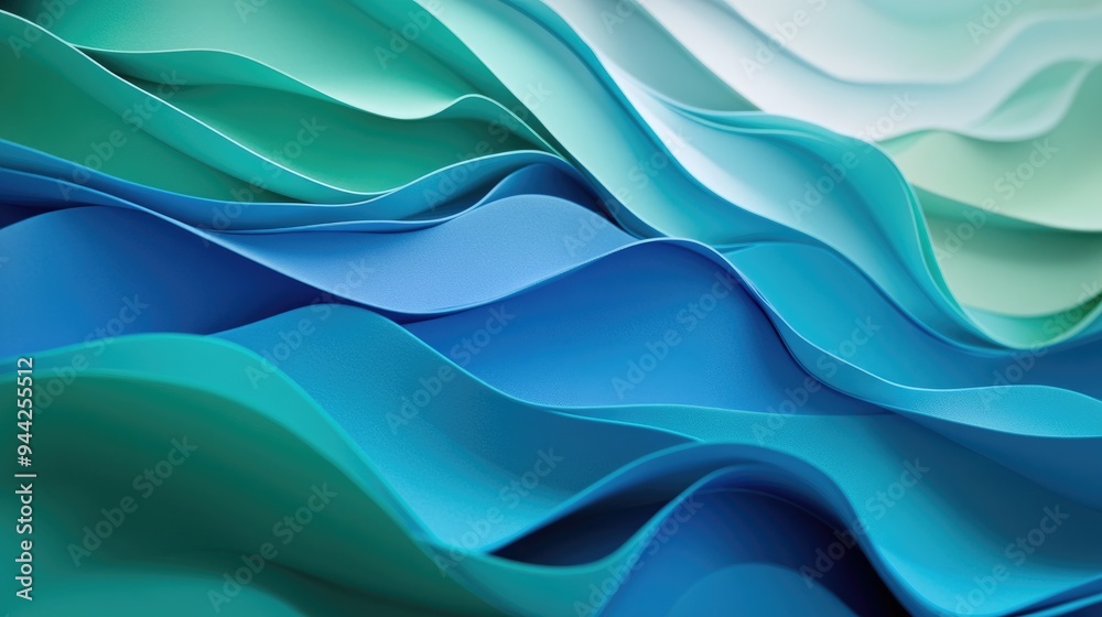 Fototapeta premium Abstract background featuring layered materials in shades of blue and green