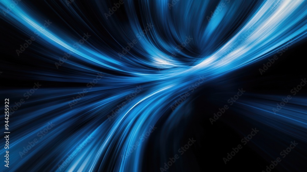 Abstract blurred radial zoom effect in shades of dark blue and light blue on a black backdrop featuring diverging and converging lines for a dynamic visual experience Abstract blurred radial zoom effect in shades of dark blue and light blue on a black backdrop featuring diverging and converging lines for a dynamic visual experience