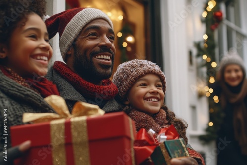 Arrival of family to celebrate Christmas at grandparent's house