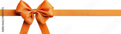 Elegant orange ribbon with a beautiful bow, perfect for gifts, decorations, and festive occasions  isolate on transparency background