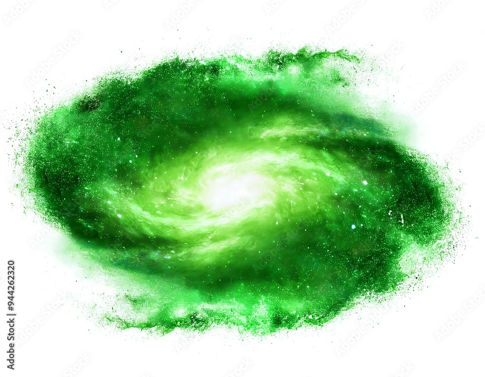 Fototapeta premium green galaxy effect isolated white background