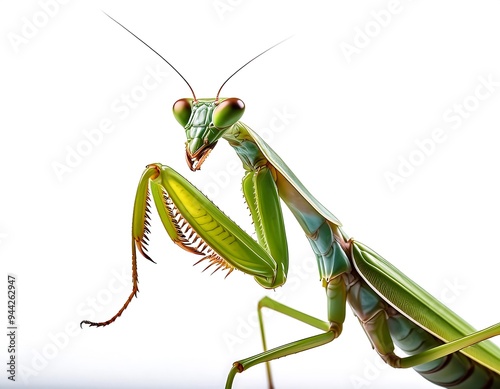 praying mantis isolated white background