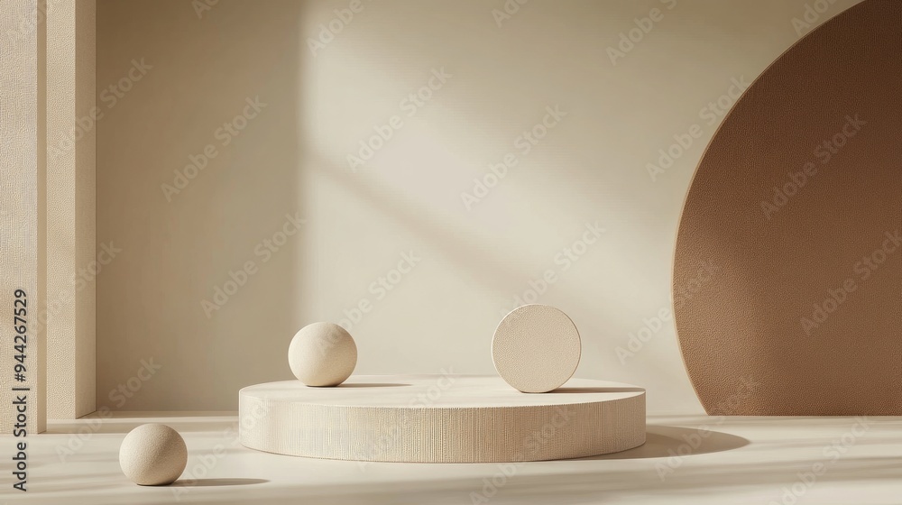 3D Illustration of Beige and Brown Minimalist Cosmetic Beauty Geometric Shapes Podium on the Floor for Product Presentation Mockup Background Abstract Composition in Contemporary Design 3D Illustration of Beige and Brown Minimalist Cosmetic Beauty Geometric Shapes Podium on the Floor for Product Presentation Mockup Background Abstract Composition in Contemporary Design