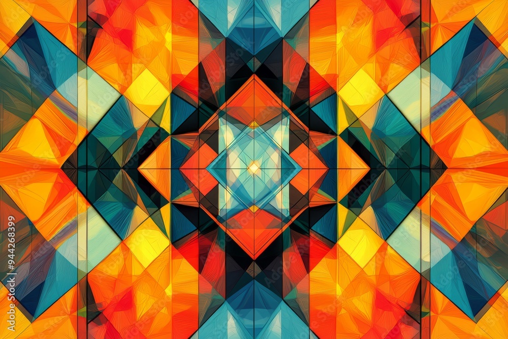Obraz premium Abstract Geometric Pattern with Vibrant Colors created with Generative AI