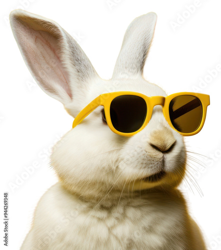 PNG Stylish rabbit wearing yellow sunglasses