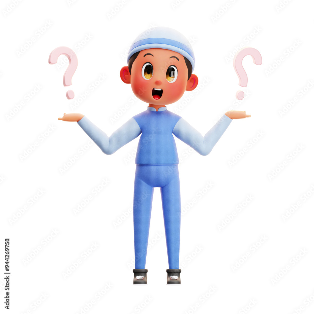 3d Character Boy Wondering Questions illustration 3d Character Boy Wondering Questions illustration
