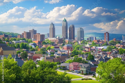 Albany New York Skyline. Statehouse and Downtown Architecture in America