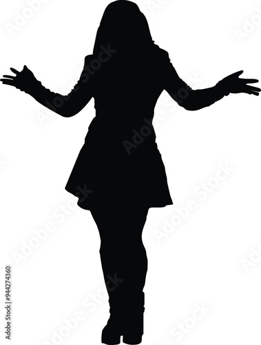 Woman Doing Yoga at home hand drawn vector silhouette 